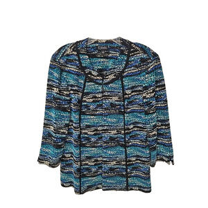 K STUDIO COLLECTION Embroidered Blazer Jacket Size 18 Striped Office Hook & Eye